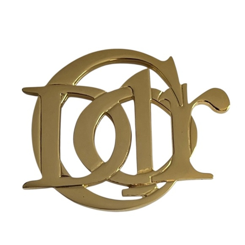Christian Dior Gold Tone CD Logo Brooch Pin Vintage Designer‎ Statement Jewelry